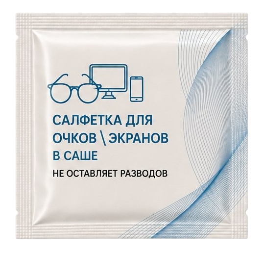 Влажные салфетки для очков и экранов в саше